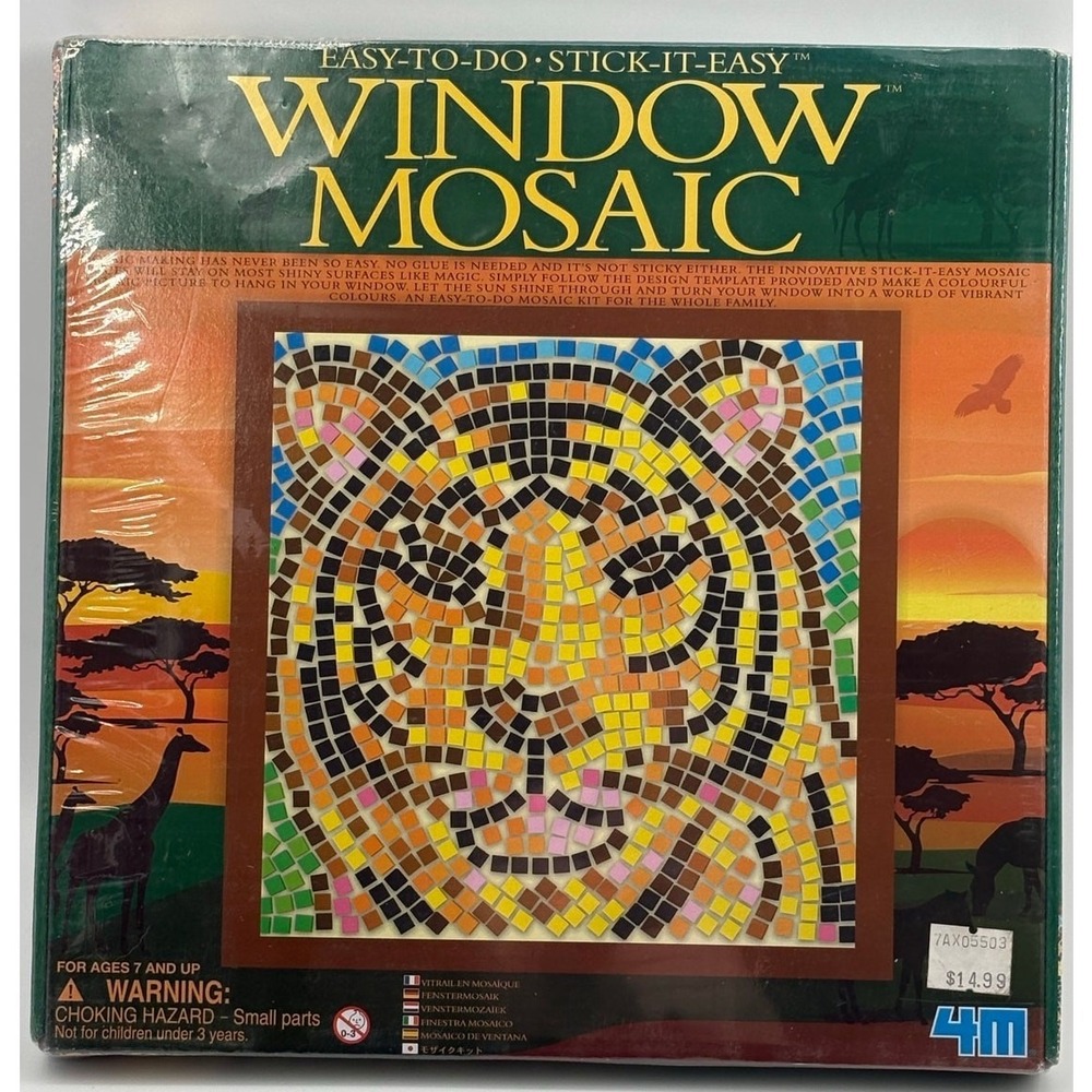 Rare‎ Easy-To-Do Stick-It-Easy Window Mosaic 4M - Tiger Design (New Sealed)